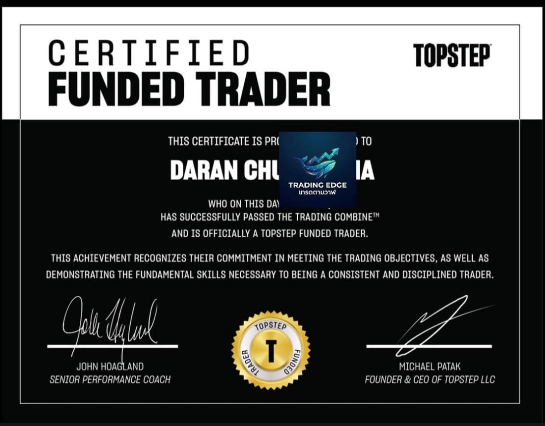 TopStep Certified Funded Trader certificate — TradingEdge instructor