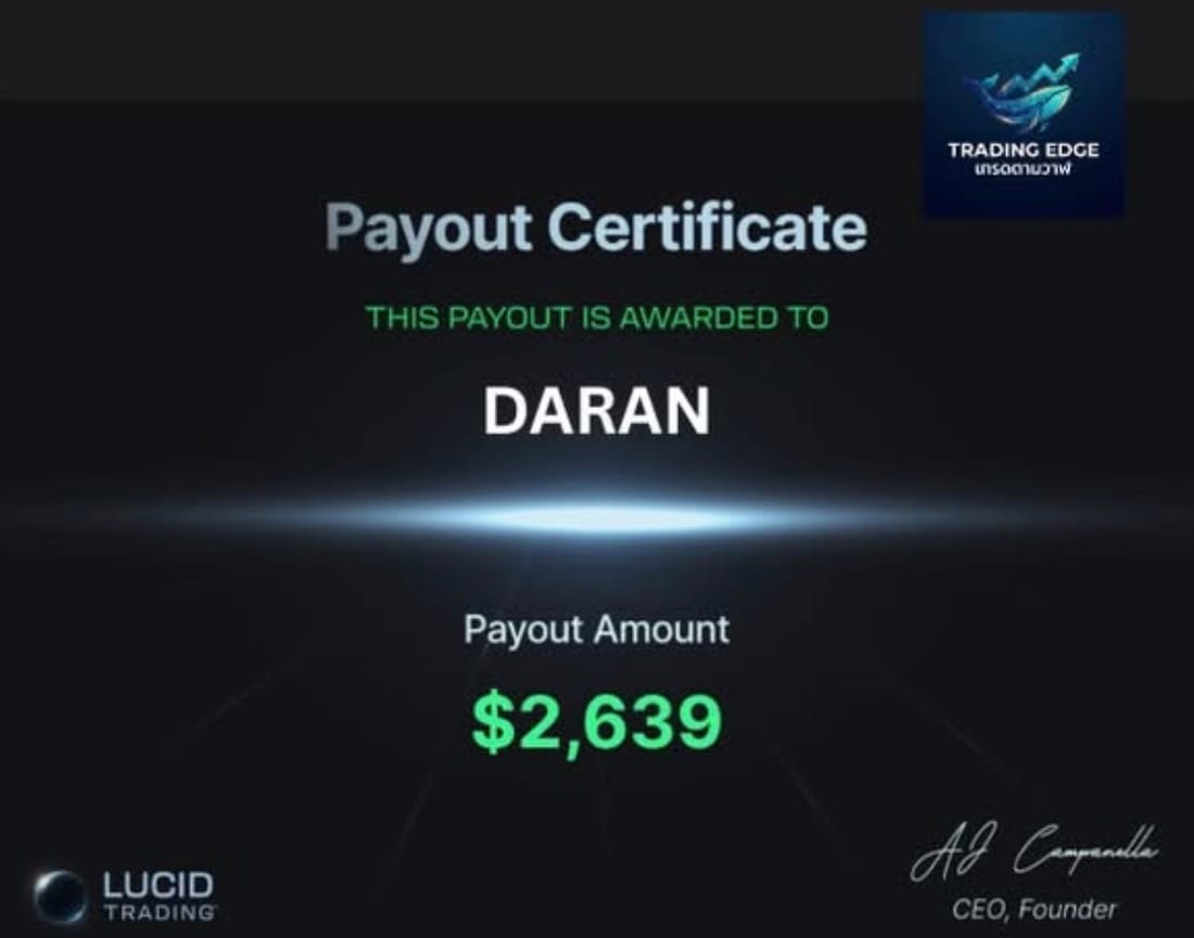 Lucid Trading $2,639 payout certificate
