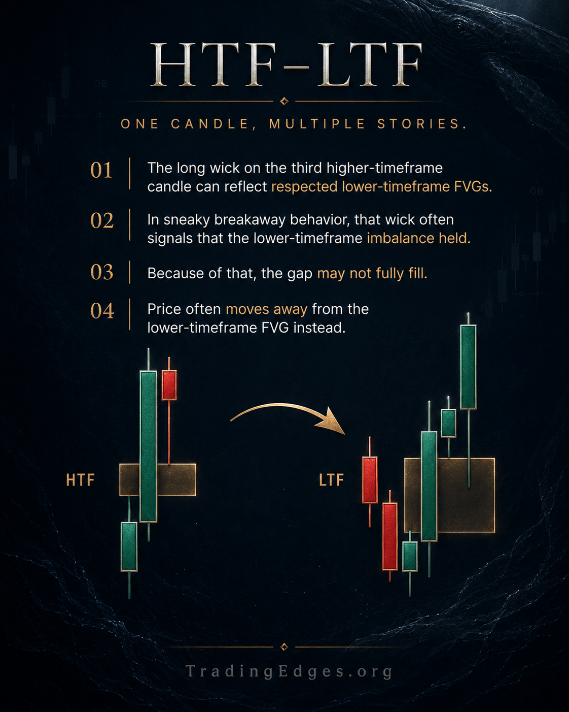 When FVG breaks → becomes Inversion FVG (IFVG) · old support becomes new resistance · trapped buyers become sellers